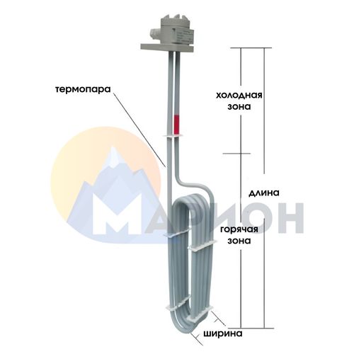 ТЭН фторопластовый, PTFE оболочка, модель HXO, 4000Вт, 220В, 735мм
